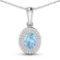14KT White Gold 0.51ctw Aquamarine and Diamond Pendant