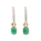 Plated 18KT Yellow Gold and Sterling Silver 2.35ctw Emerald and Diamond Earrings