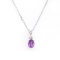Plated Rhodium 1.03ctw Amethyst and Diamond Pendant with Chain