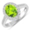 14KT White Gold 1.6ctw Peridot and Diamond Ring