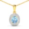 14KT Yellow Gold 0.96ct Aquamarine and Diamond Pendant with Chain