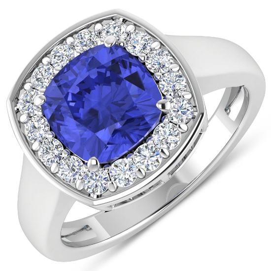 14KT White Gold 1.99ct Tanzanite and Diamond Ring