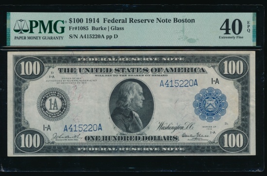 1914 $100 Boston FRN PMG 40EPQ