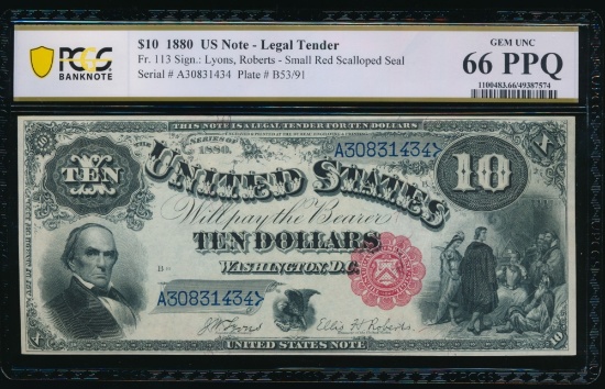 1880 $10 Jackass Legal Tender Note PCGS 66PPQ