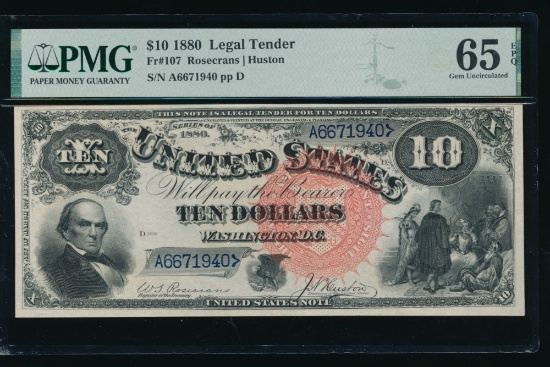 1880 $10 Jackass Legal Tender Note PMG 65EPQ