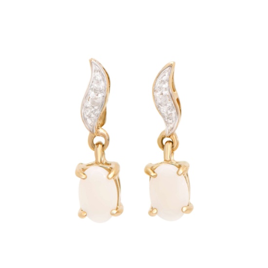 Plated 18KT Yellow Gold and Sterling Silver 0.51ctw Opal Earrings