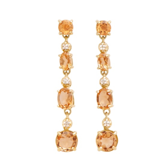Plated 18KT Yellow Gold and Sterling Silver 5.40ctw Citrine Earrings