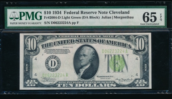 1934 $10 Cleveland FRN PMG 65EPQ
