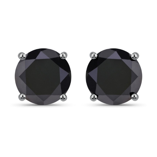 14KT White Gold 3.24ctw Black Diamond Earrings