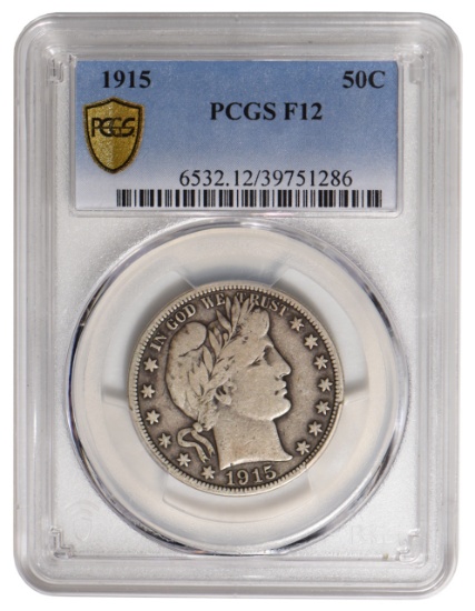 1915 Barber Half Dollar PCGS F12