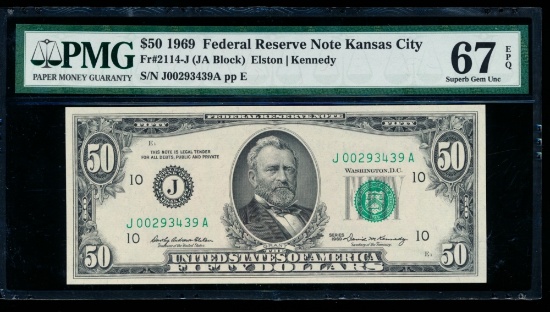 1969 $50 Kansas City FRN PMG 67EPQ