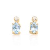 Plated 18KT Yellow Gold and Sterling Silver 0.82ctw Aquamarine Earrings