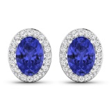 14KT White Gold 1.24ctw Tanzanite and Diamond Earrings