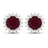 14KT White Gold 2.1ctw Ruby and Diamond Earrings