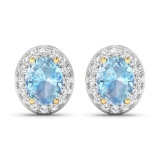 14KT Yellow Gold 1.92ctw Aquamarine and Diamond Earrings