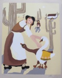 Elke Sommer Happy Is The Desert Hand Signed Limited Edition Serigraph Folk Art