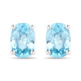 Plated Rhodium 2.40ctw Blue Zircon Earrings