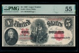 1907 $5 Legal Tender PMG 55