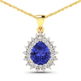 14KT Yellow Gold 3.25ctw Tanzanite and Diamond Pendant
