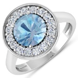 14KT White Gold 1.9ct Aquamarine and Diamond Ring