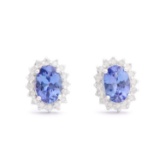 14KT White Gold 1.64cts Tanzanite and Diamond Earrings