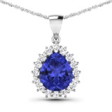 14KT White Gold 3.25ctw Tanzanite and Diamond Pendant