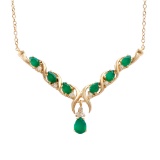 Plated 18KT Yellow Gold 2.90ctw Green Agate and White Topaz Pendant with Chain