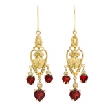 Plated 18KT Yellow Gold and Sterling Silver 2.90ctw Garnet Earrings