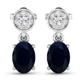 14KT White Gold 1.5ctw Blue Sapphire and Diamond Earrings