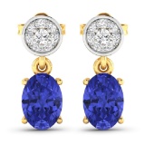 14KT Yellow Gold 1.24ctw Tanzanite and Diamond Earrings