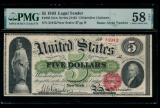 1863 $5 Legal Tender Note PMG 58EPQ