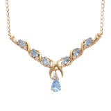 Plated 18KT Yellow Gold 4.00ctw Blue and White Topaz Pendant with Chain