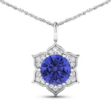14KT White Gold 2.02ctw Tanzanite and Diamond Pendant