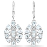 Plated Rhodium 2.80ctw Aquamarine and White Topaz Earrings