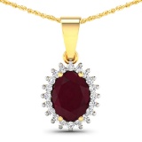 14KT Yellow Gold 1.5ctw Ruby and Diamond Pendant