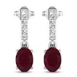14KT White Gold 1.7ctw Ruby and Diamond Earrings