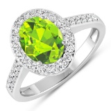 14KT White Gold 1.6ctw Peridot and Diamond Ring