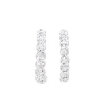 Plated Rhodium and Sterling Silver 0.51ctw Diamond Earrings