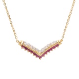 Plated 18KT Yellow Gold 0.61ctw Ruby and Diamond Pendant with Chain