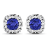 14KT White Gold 1.64ctw Tanzanite and Diamond Earrings
