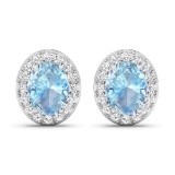 14KT White Gold 1.92ctw Aquamarine and Diamond Earrings