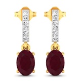 14KT Yellow Gold 1.7ctw Ruby and Diamond Earrings