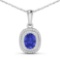 14KT White Gold 1.09ct Tanzanite and Diamond Pendant with Chain