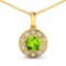 14KT Yellow Gold 1.85ctw Peridot and Diamond Pendant