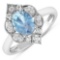 14KT White Gold 0.96ctw Aquamarine and Diamond Ring