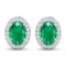 14KT White Gold 1.12ctw Zambian Emerald and Diamond Earrings