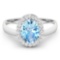 14KT White Gold 1.28ct Aquamarine and Diamond Ring
