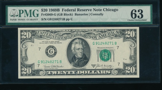 1969B $20 Chicago FRN PMG 63