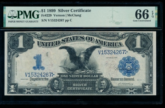 1899 $1 Black Eagle Silver Certificate PMG 66EPQ