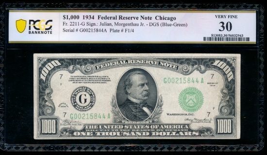 1934 $1000 Chicago FRN PCGS 30